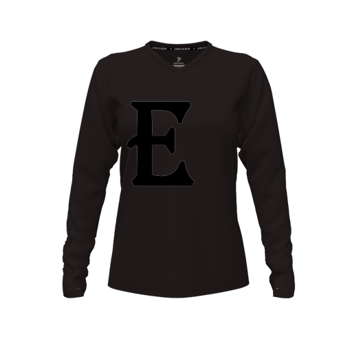 [FTLVCFBK-FYXS-LOGO3] Decker Comfort T-Shirt (Female Youth XS, Black, V Neck, Logo 3, Long Sleeve)