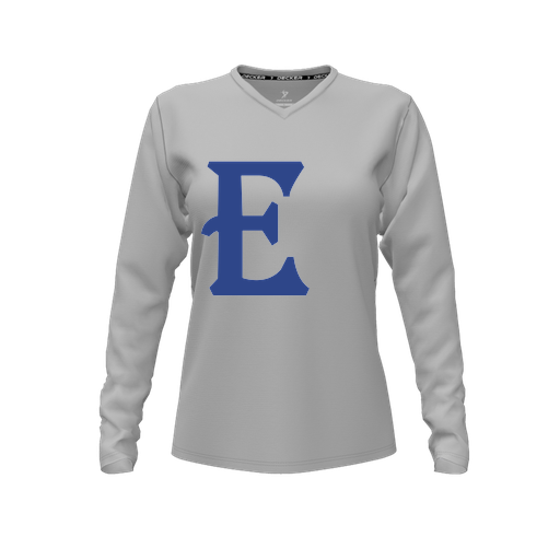 [FTLVCFGY-FYXS-LOGO1] Decker Comfort T-Shirt (Female Youth XS, Gray, V Neck, Logo 1, Long Sleeve)
