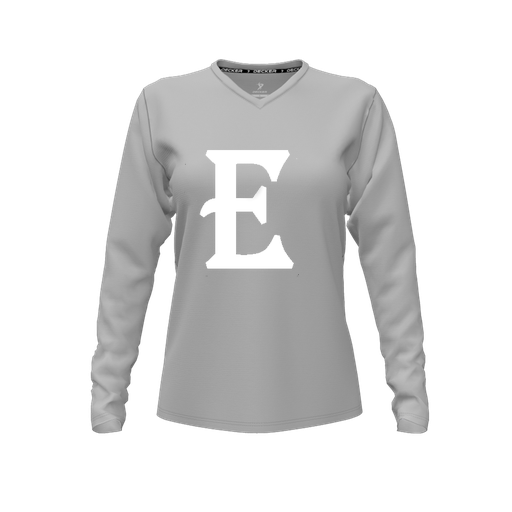 [CUS-DFW-TEES-PER-VNK-LSL-GRY-FYXS-LOGO2] Decker Performance T-Shirt (Female Youth XS, Gray, V Neck, Logo 2, Long Sleeve)