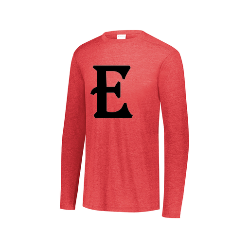 [3075.V96.XS-LOGO3] Decker Men's Tri-Blend T-Shirt - Long Sleeve (Adult XS, Red, Logo 3)