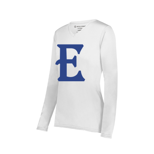 [222824.005.S-LOGO1] Ladies LS Smooth Sport Shirt (Female Adult S, White, Logo 1)