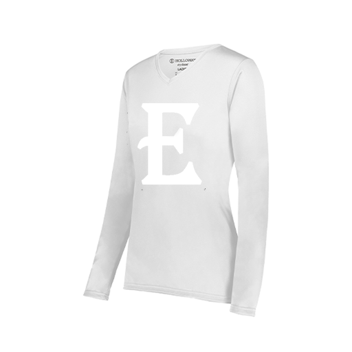 [222824.005.S-LOGO2] Ladies LS Smooth Sport Shirt (Female Adult S, White, Logo 2)