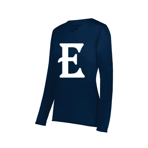 [222824.065.S-LOGO2] Ladies LS Smooth Sport Shirt (Female Adult S, Navy, Logo 2)