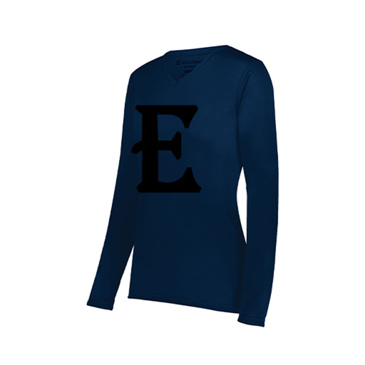 [222824.065.S-LOGO3] Ladies LS Smooth Sport Shirt (Female Adult S, Navy, Logo 3)