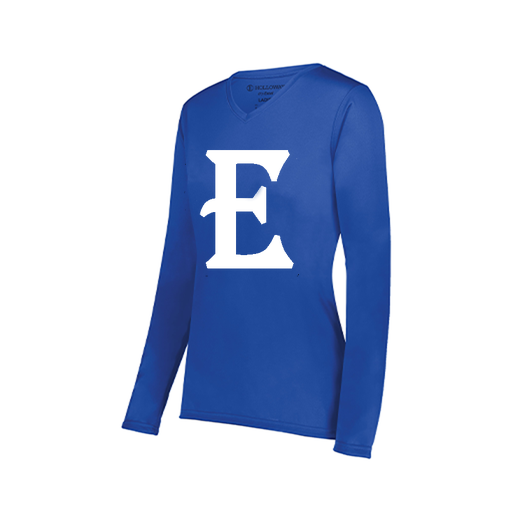 [222824.060.S-LOGO2] Ladies LS Smooth Sport Shirt (Female Adult S, Royal, Logo 2)