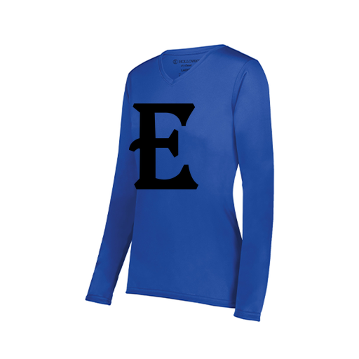 [222824.060.S-LOGO3] Ladies LS Smooth Sport Shirt (Female Adult S, Royal, Logo 3)